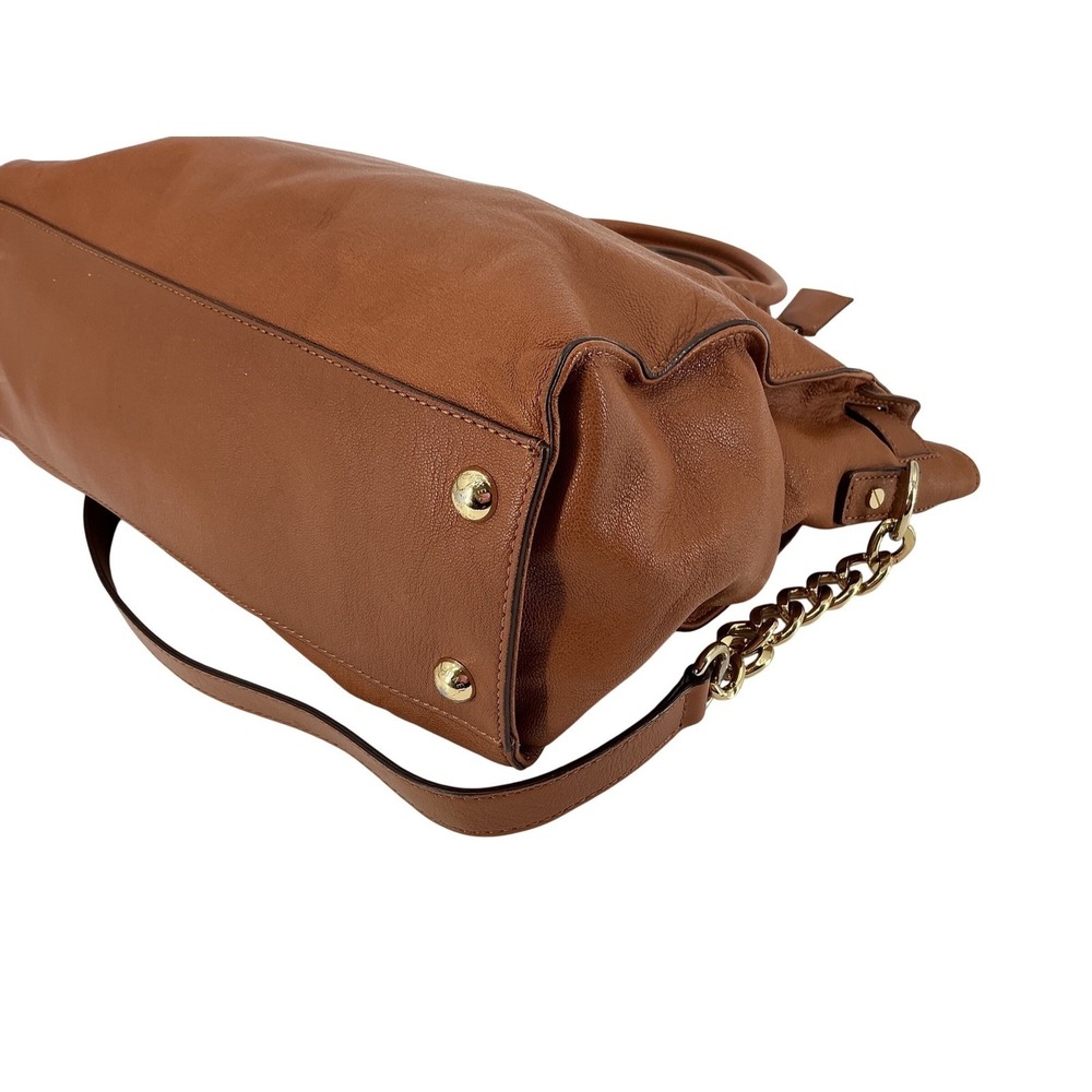 Michael Kors Hamilton Satchel Purse Cognac Leather Gold Hardware Top Handle bag - Picture 10 of 13
